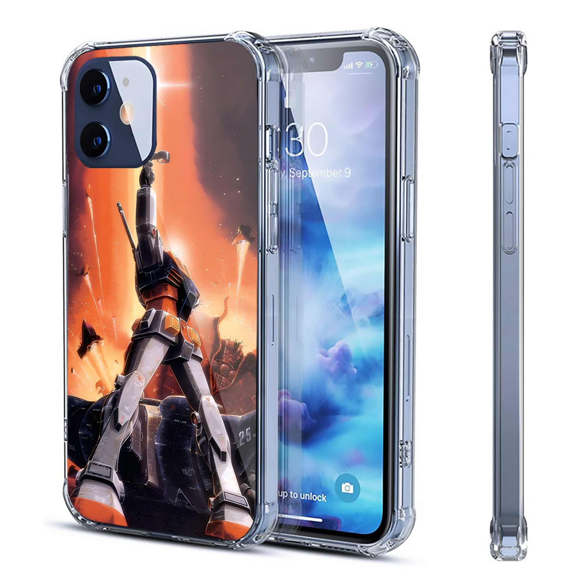 （画像用） 機動戦士ガンダム Mobile Suit Gundam 【iPhone 12シリーズ対応】透明スマホケース（クリアソフトケース）